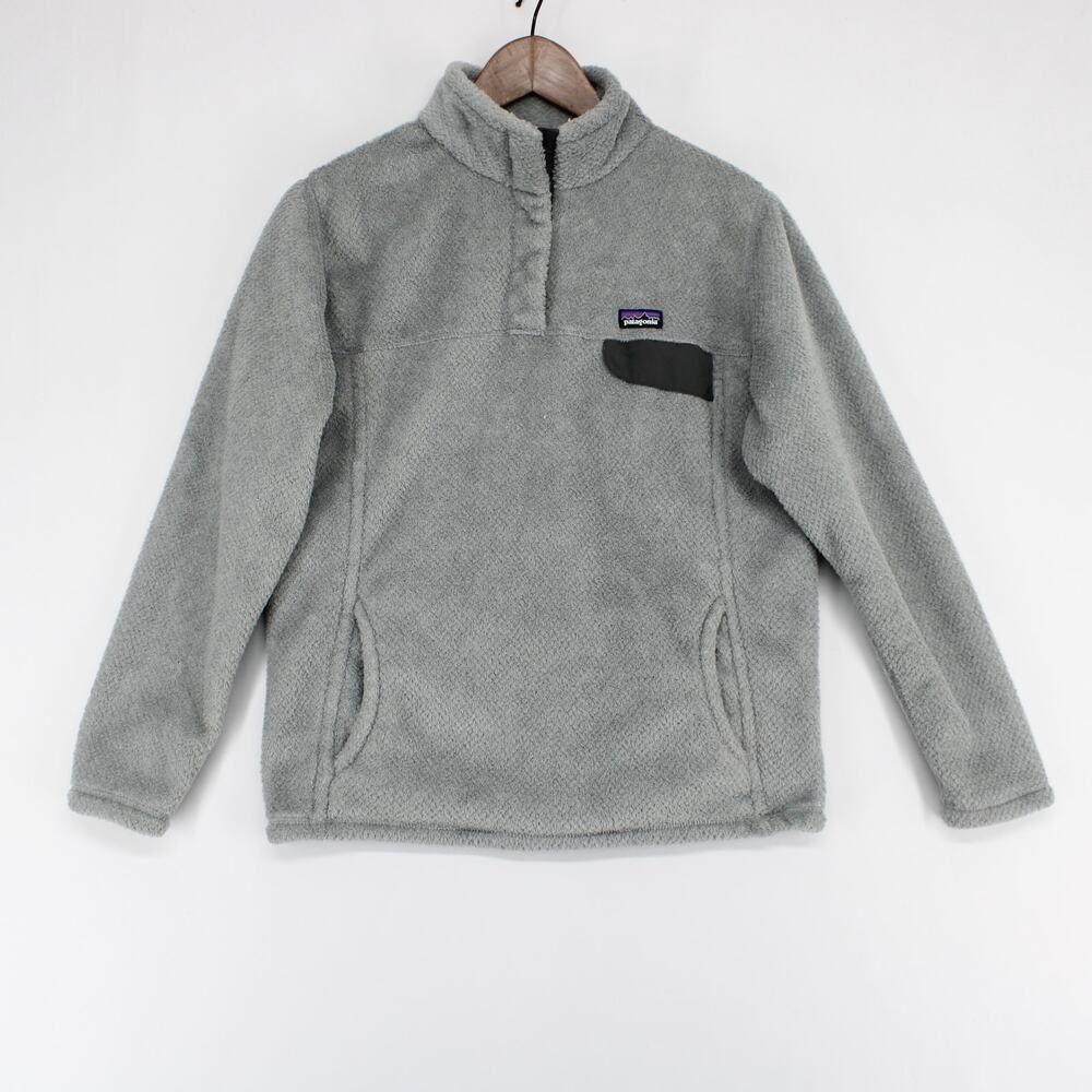 Patagonia Re Tool Snap T Pullover Girls XXL Gray Fleece Polartec Snap Neck